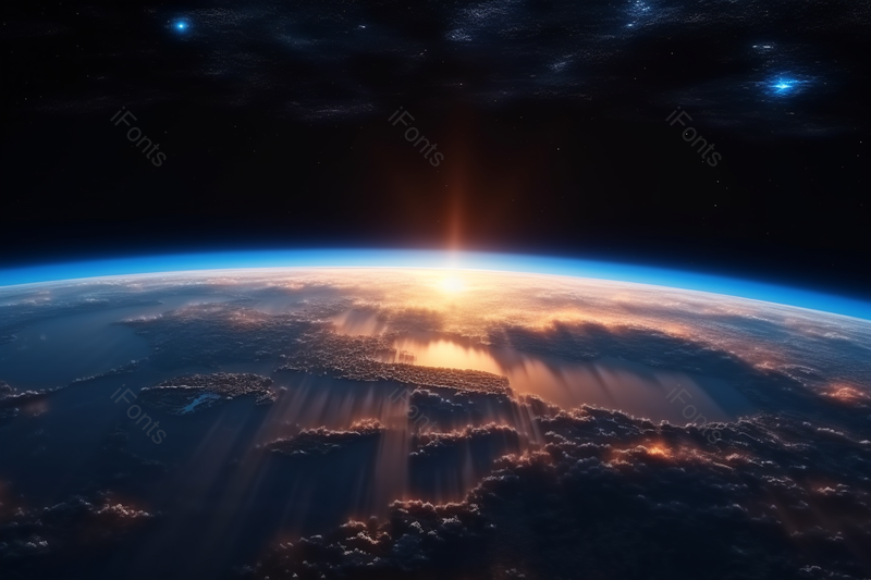 蓝金科技商务描绘宇航员从太空中看到地球,高清,摄影图,摄影图片,图片大全,摄影图免费下载